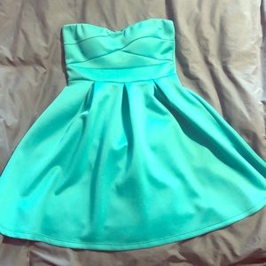 Teal strapless dress